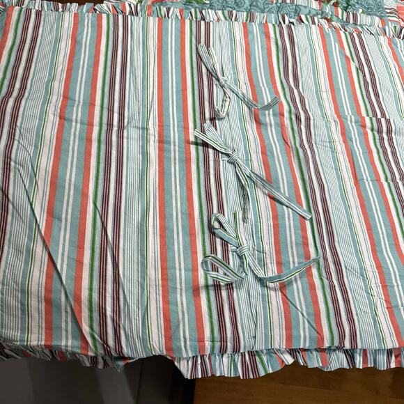 Soft Surroundings Quilted Floral Stripe Ruffle Cottagecore Farm Shams set 2 Boho - Picture 4 of 6